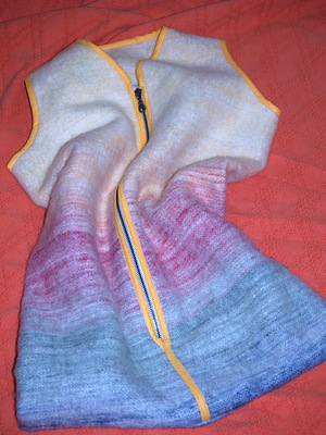 Babyschlafsack natur-farbig - Rhönschaf-Wolle - gelber Rand 